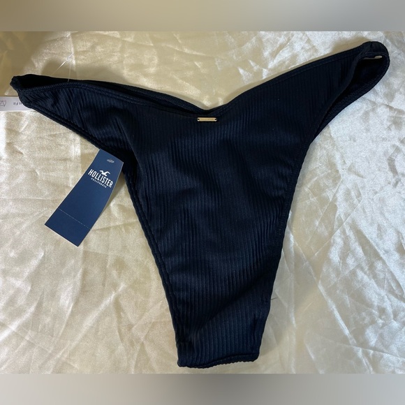 Sz M Ribbed Hollister Cheeky Bikini Bottom black - Picture 3 of 4